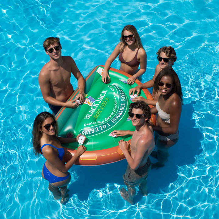 Swimline 90665 Giant Inflatable Swimming Pool Toy Blackjack Card Table Float