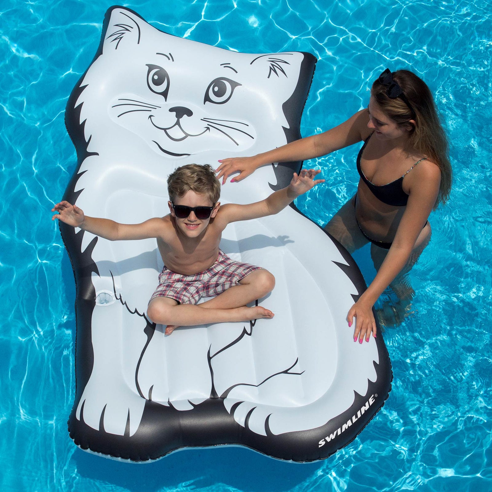Swimline Inflatable Purrrfect Kitty Mattress Raft Float for Swimming Pool & Lake - VMInnovations
