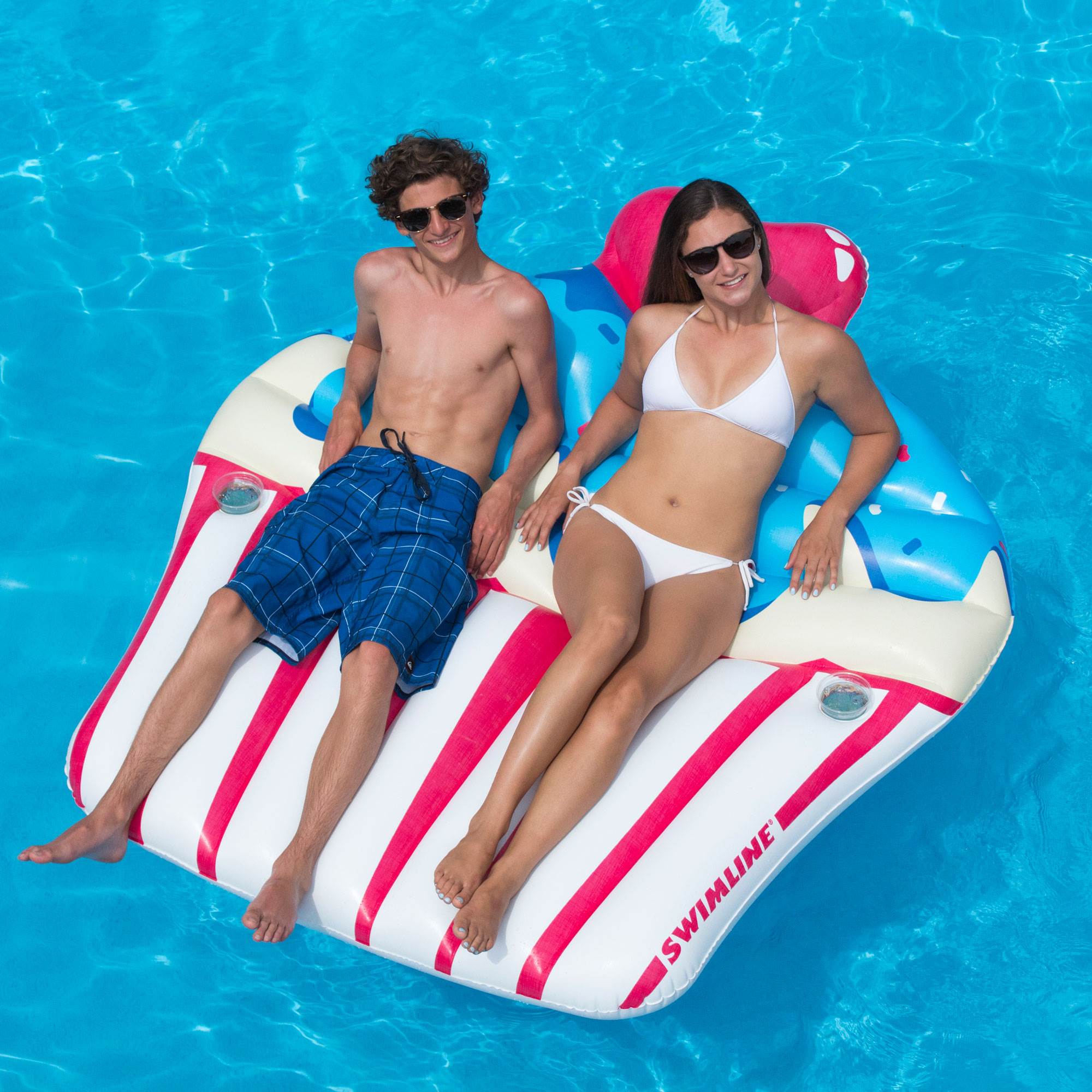 Swimline Inflatable Sprinkle Cupcake Ride On Swimming Pool or Lake Float Raft - VMInnovations