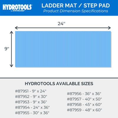 Swimline HydroTools 87951 9" x 24" Small Protective Vinyl Pool Ladder Mat, Blue