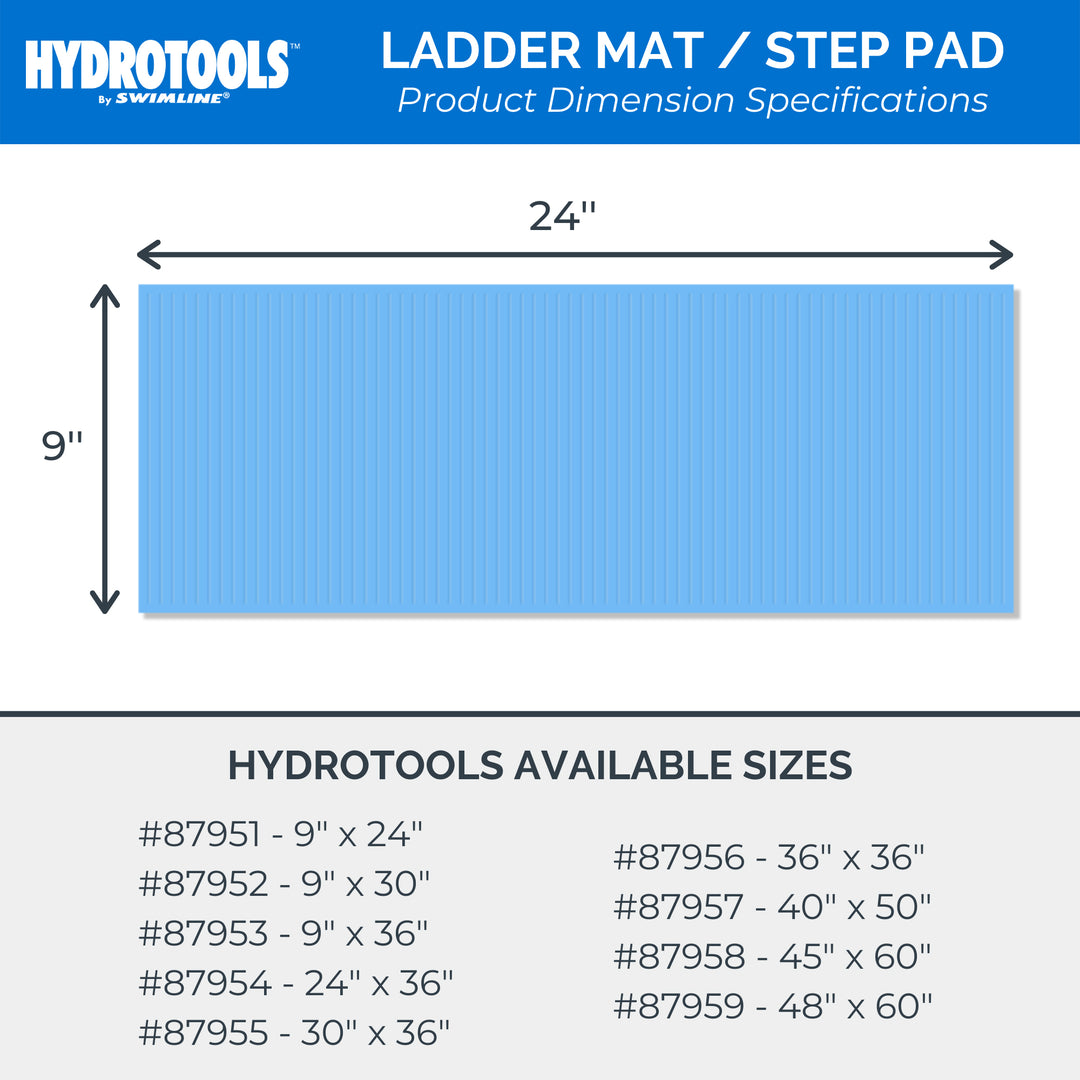 Swimline HydroTools 87951 9" x 24" Small Protective Vinyl Pool Ladder Mat, Blue - VMInnovations
