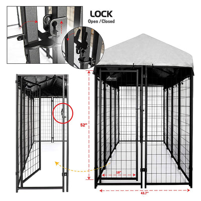 Homestead 8 x 4 x 6 Foot Welded Outdoor Dog Kennel Shelter with Waterproof Cover (Refurbished)