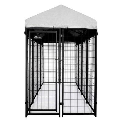 Homestead 8 x 4 x 6 Foot Welded Outdoor Dog Kennel Shelter with Waterproof Cover (Refurbished)
