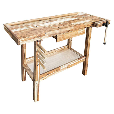 Olympia Tools 48 Inch Acacia Hardwood Carpentry Workbench w/ Storage (Open Box) - VMInnovations