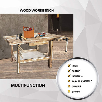 Olympia Tools 48 Inch Acacia Hardwood Carpentry Workbench w/ Storage (Open Box) - VMInnovations