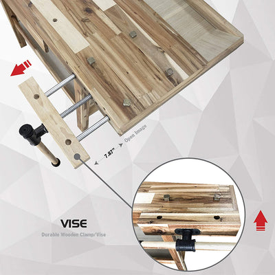 Olympia Tools 48 Inch Acacia Hardwood Carpentry Workbench w/ Storage (Open Box) - VMInnovations