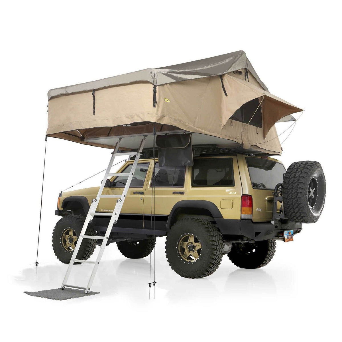 Smittybilt XL Overlander Roof Top Camping Tent w/ Ladder, Coyote Tan (Open Box)