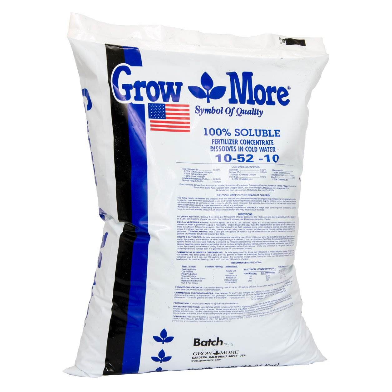 Grow More Cold Water 10-52-10 Soluble Concentrated Plant Fertilizer, 25 Pounds - VMInnovations