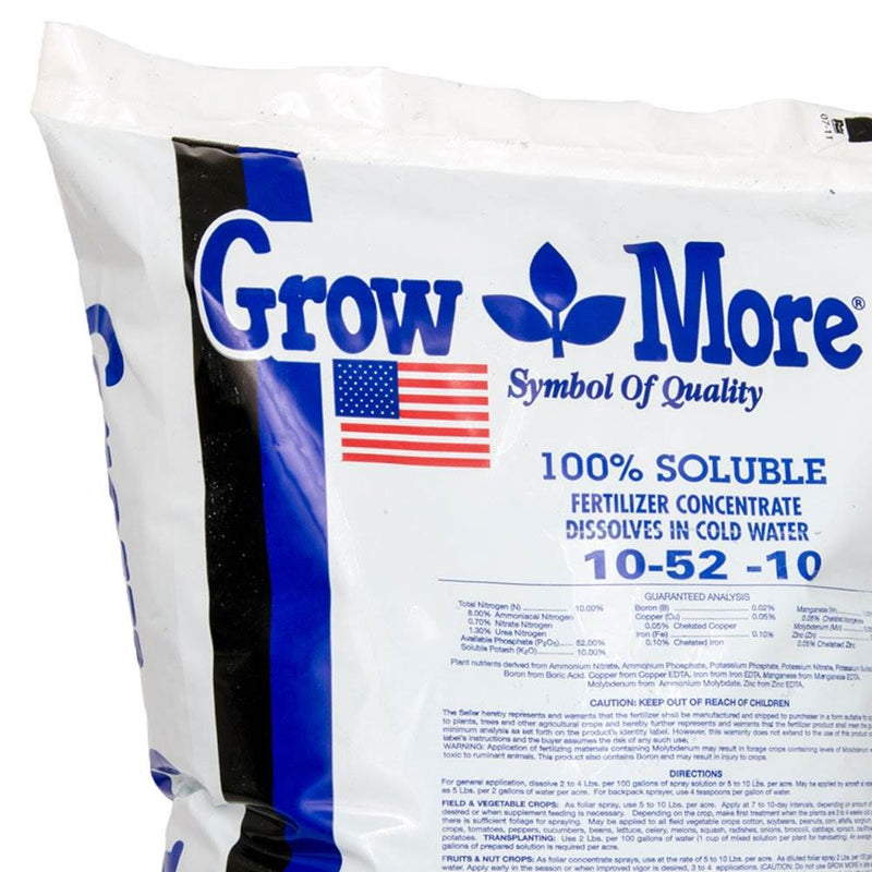 Grow More Cold Water 10-52-10 Soluble Concentrated Plant Fertilizer, 25 Pounds