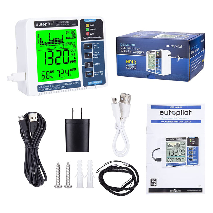 Autopilot APCEM2 Hydroponic Gardening CO2 RH Temperature Monitor and Data Logger