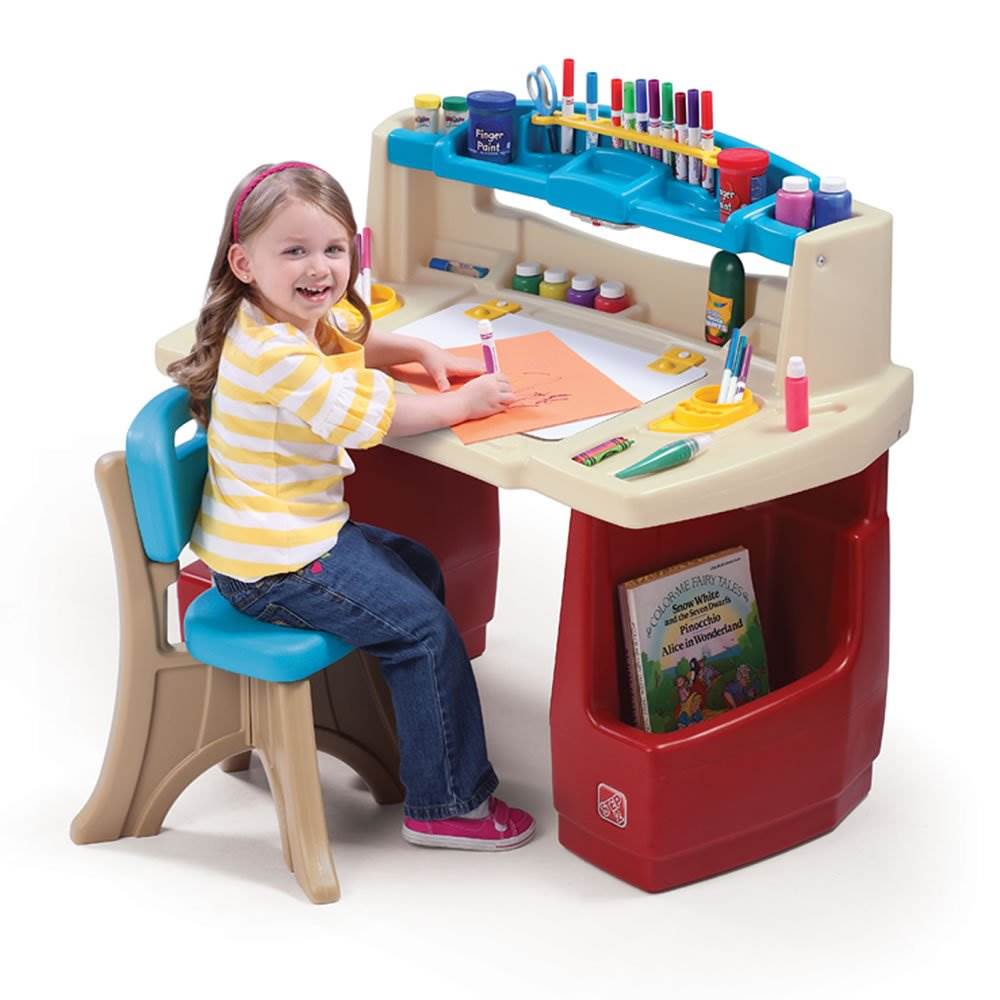Step2 Kids Activity Play Deluxe Art Studio Deck Table Set with Chair (Open Box)