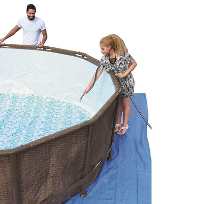 Bestway 15125 16ft x 48in Power Steel Round Frame Above Ground Pool Set & Pump - VMInnovations
