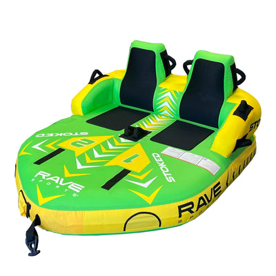 RAVE Sports Stoked 75 Inch 2 Rider Seated Inflatable Towable Double Water Tube