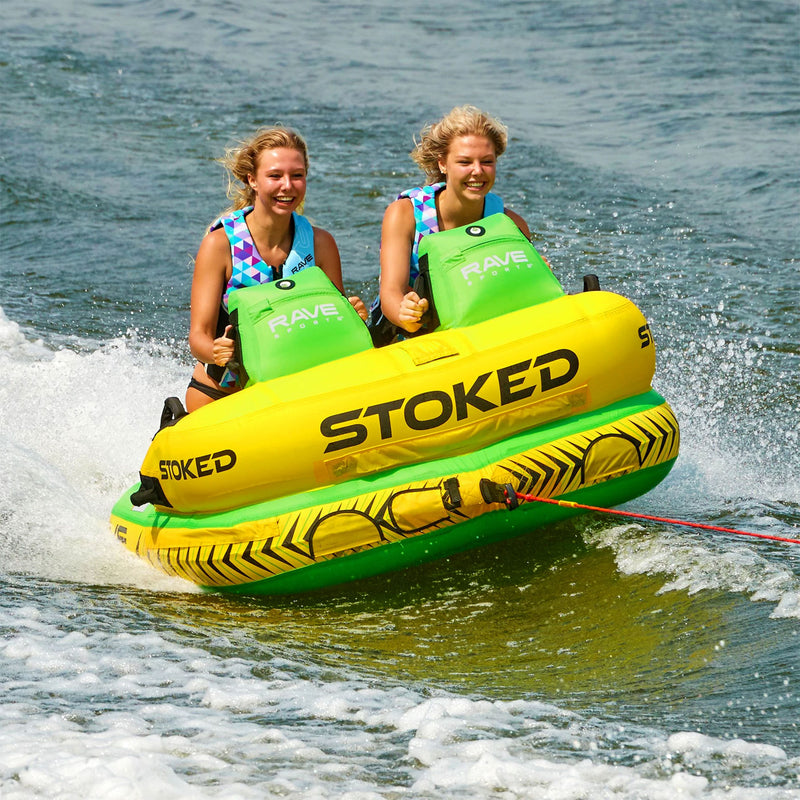 RAVE Sports Stoked 75 Inch 2 Rider Seated Inflatable Towable Double Water Tube