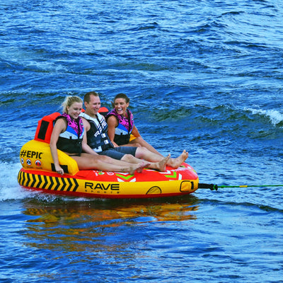 RAVE Sports Mass Frantic 4 Rider Boat Innertube + Epic 3 Rider Inflatable Tube