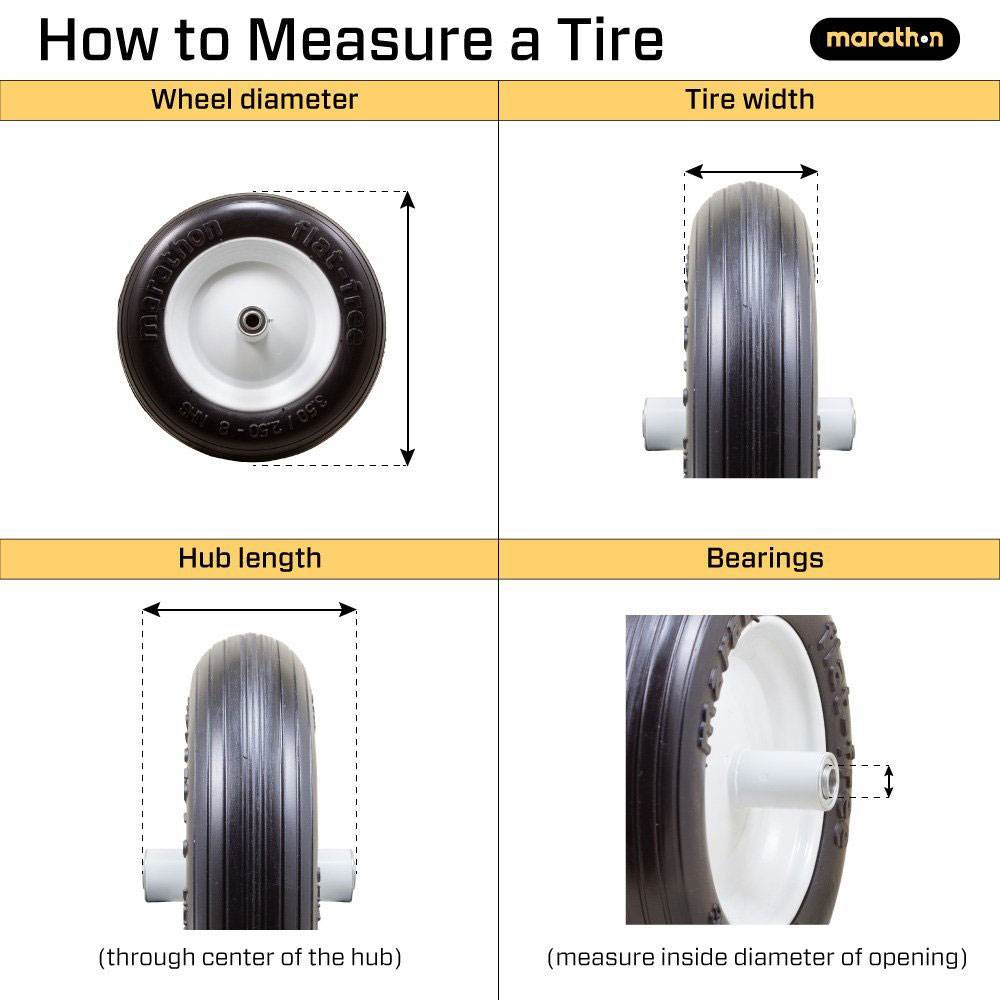 Marathon 4.10/3.50-6, 3" Centered Hub Flat Free Sawtooth Tire (Open Box)