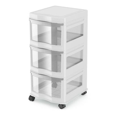 Life Story Classic White 3 Shelf Storage Container Organizer Plastic Drawers