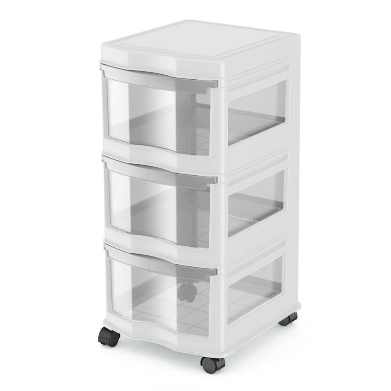 Life Story Classic White 3 Shelf Storage Container Organizer Plastic Drawers
