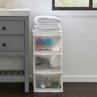Life Story Classic White 3 Shelf Storage Container Organizer Plastic Drawers