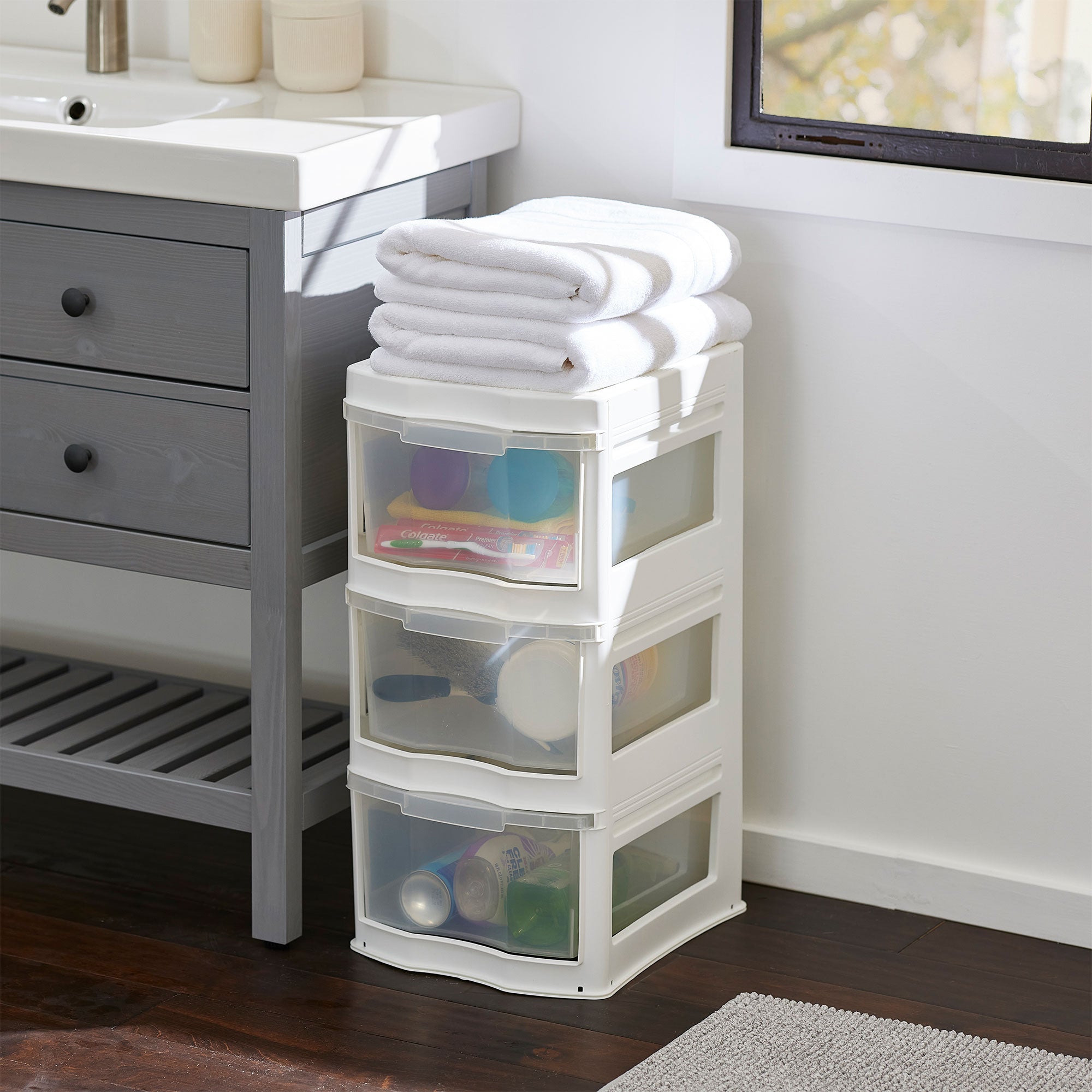 Life Story Classic White 3 Shelf Storage Container Organizer Plastic Drawers