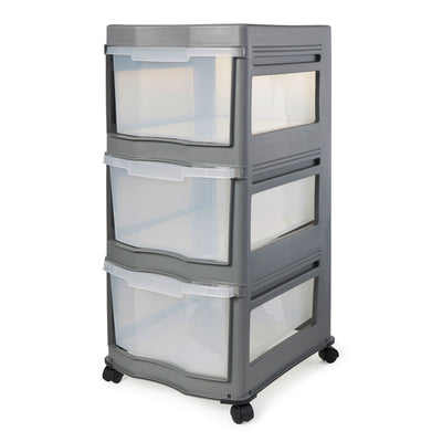 Life Story Classic 3 Shelf Standing Plastic Organizer and Drawers, Gray (Used)