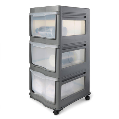 Life Story Classic 3 Shelf Storage Organizer Plastic Drawers, Gray (Open Box) - VMInnovations