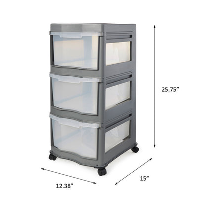 Life Story Classic 3 Shelf Storage Organizer Plastic Drawers, Gray (Open Box) - VMInnovations