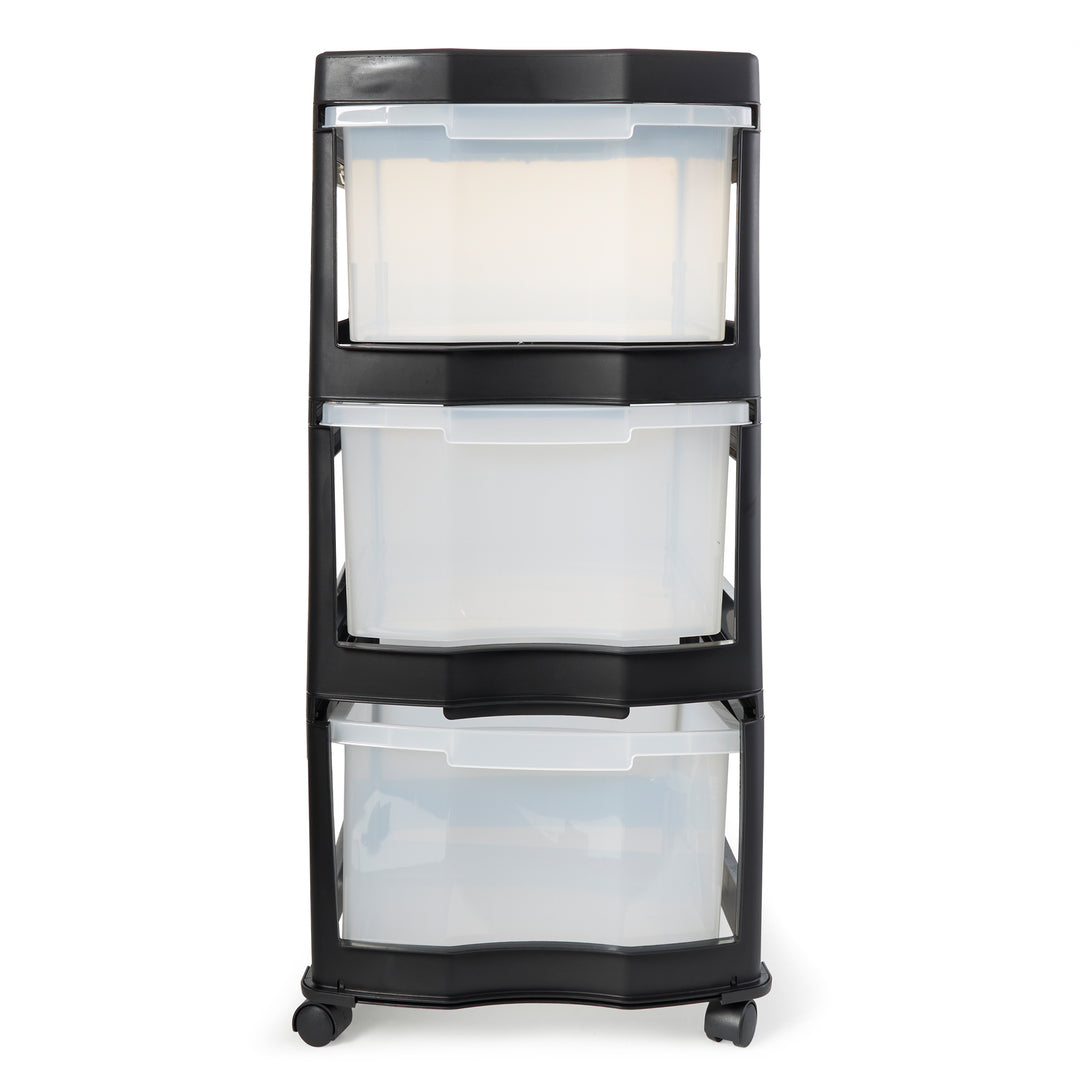 Life Story Classic 3 Shelf Storage Organizer Plastic Drawers, Black (3 Pack)