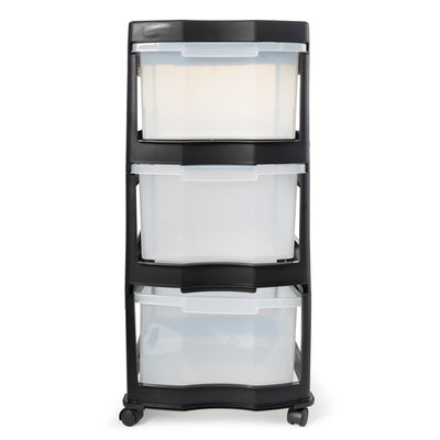 Life Story Classic 3 Shelf Plastic Storage Organizer and Drawers, Black (Used) - VMInnovations