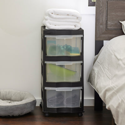 Life Story Classic 3 Shelf Plastic Storage Organizer and Drawers, Black (Used) - VMInnovations
