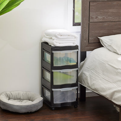 Life Story Classic 3 Shelf Plastic Storage Organizer and Drawers, Black (Used) - VMInnovations