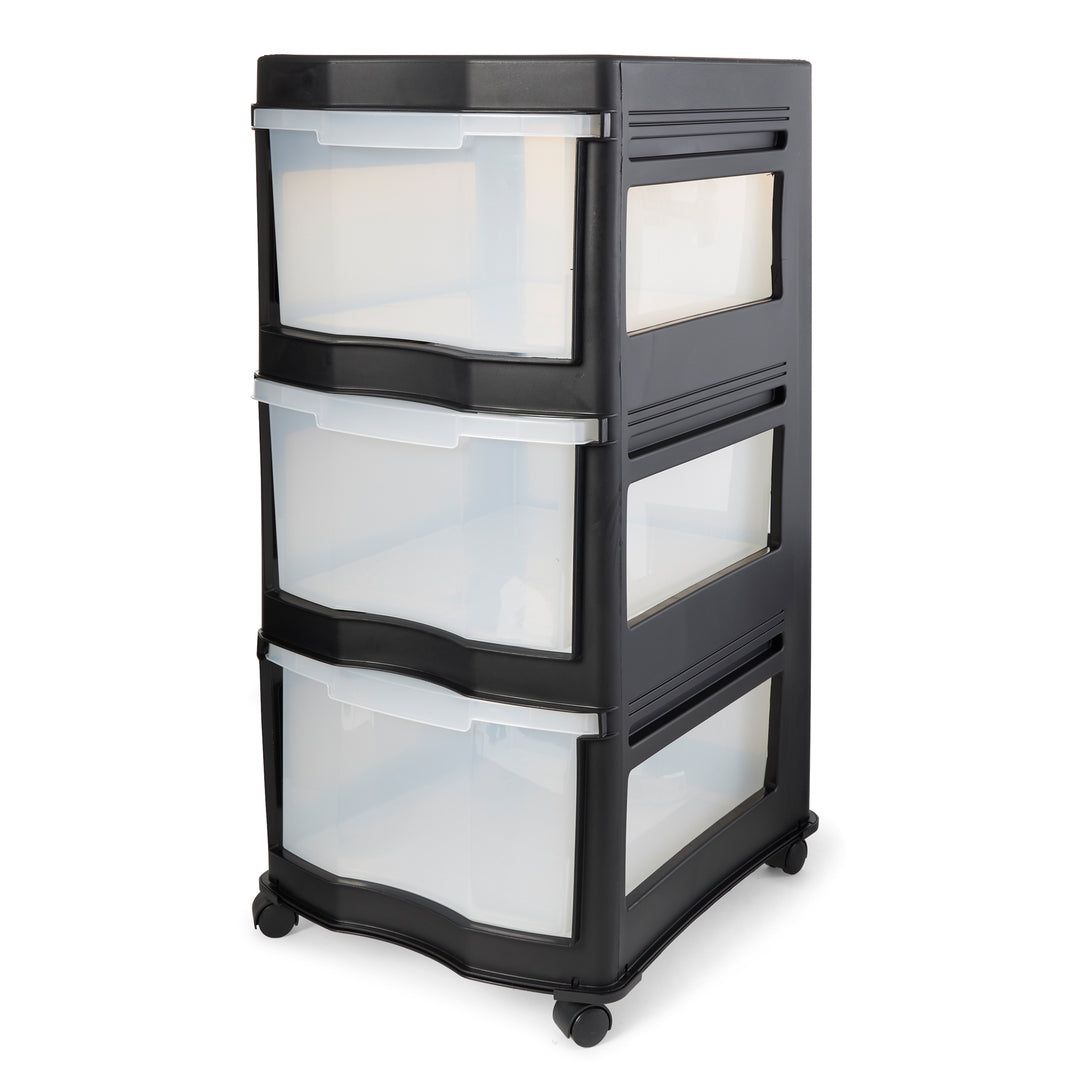 Life Story Classic 3 Shelf Storage Organizer Plastic Drawers, Black (3 Pack)