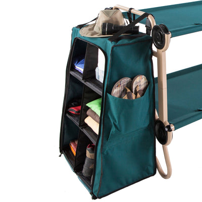Disc-O-Bed Large Cam-O-Bunk Double Cot and 3 Shelf 6 Compartment Hanging Cabinet