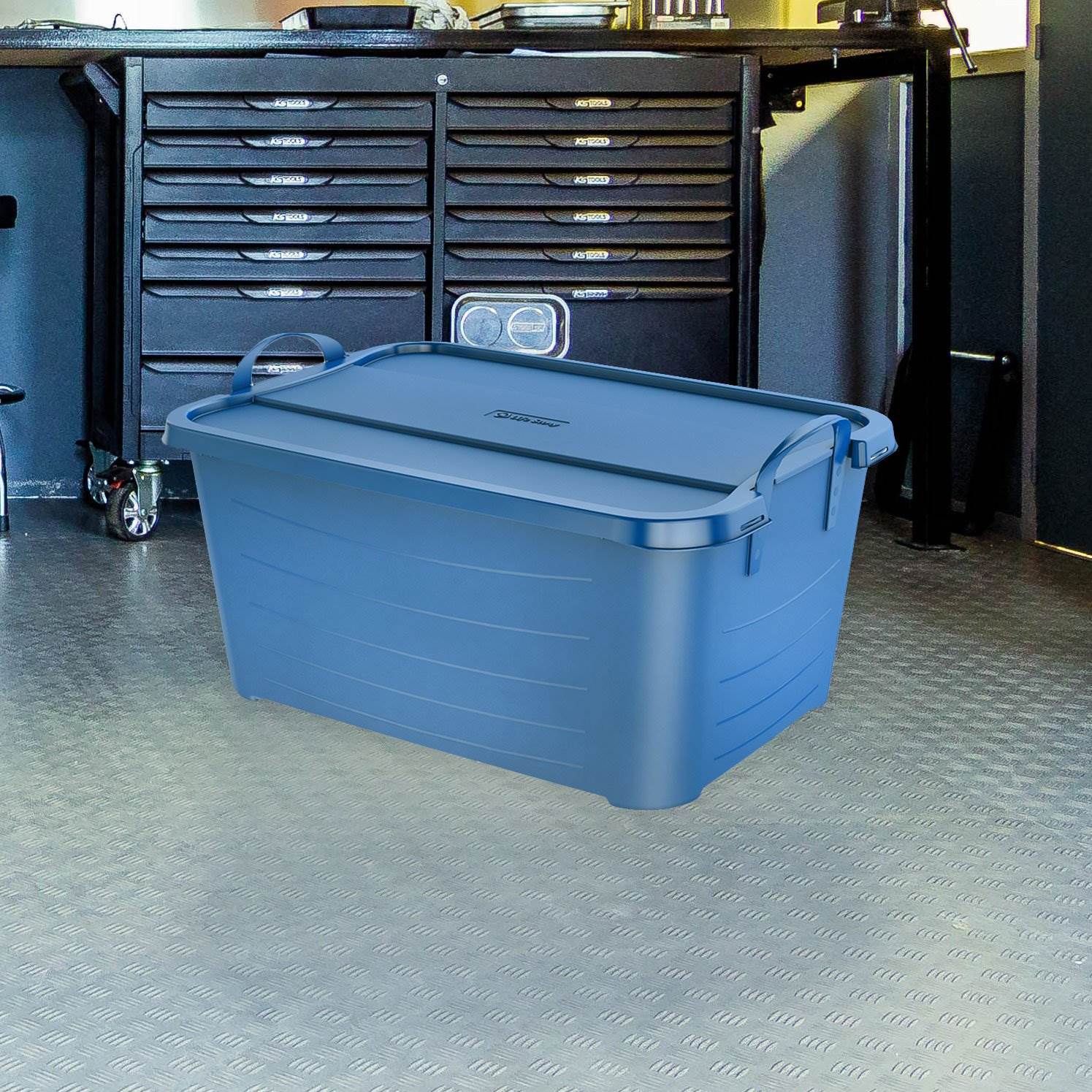 Life Story Blue Stackable Closet Organization & Storage Tote, 55 Qt (Open Box)