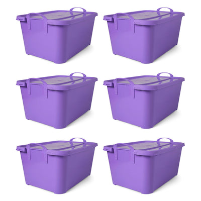 Life Story 55 Quart Stackable Storage Bin, Light Duty Container, Purple, 6 Pack - VMInnovations