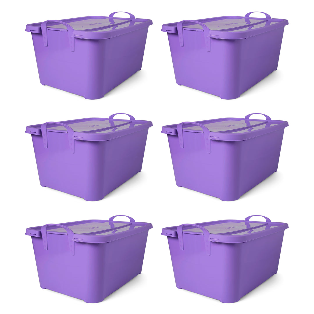 Life Story 55 Quart Stackable Storage Bin, Light Duty Container, Purple, 6 Pack