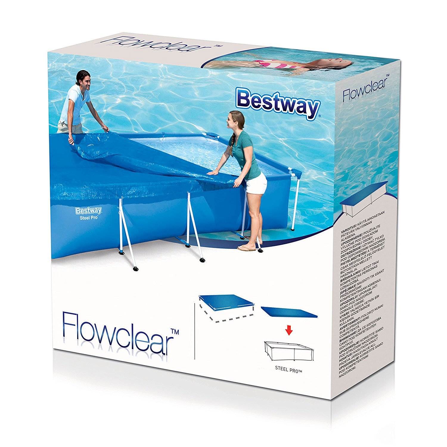 Bestway 118 x 79" Above Ground Swimming Pool Tarp Cover for Steel Pro Pool