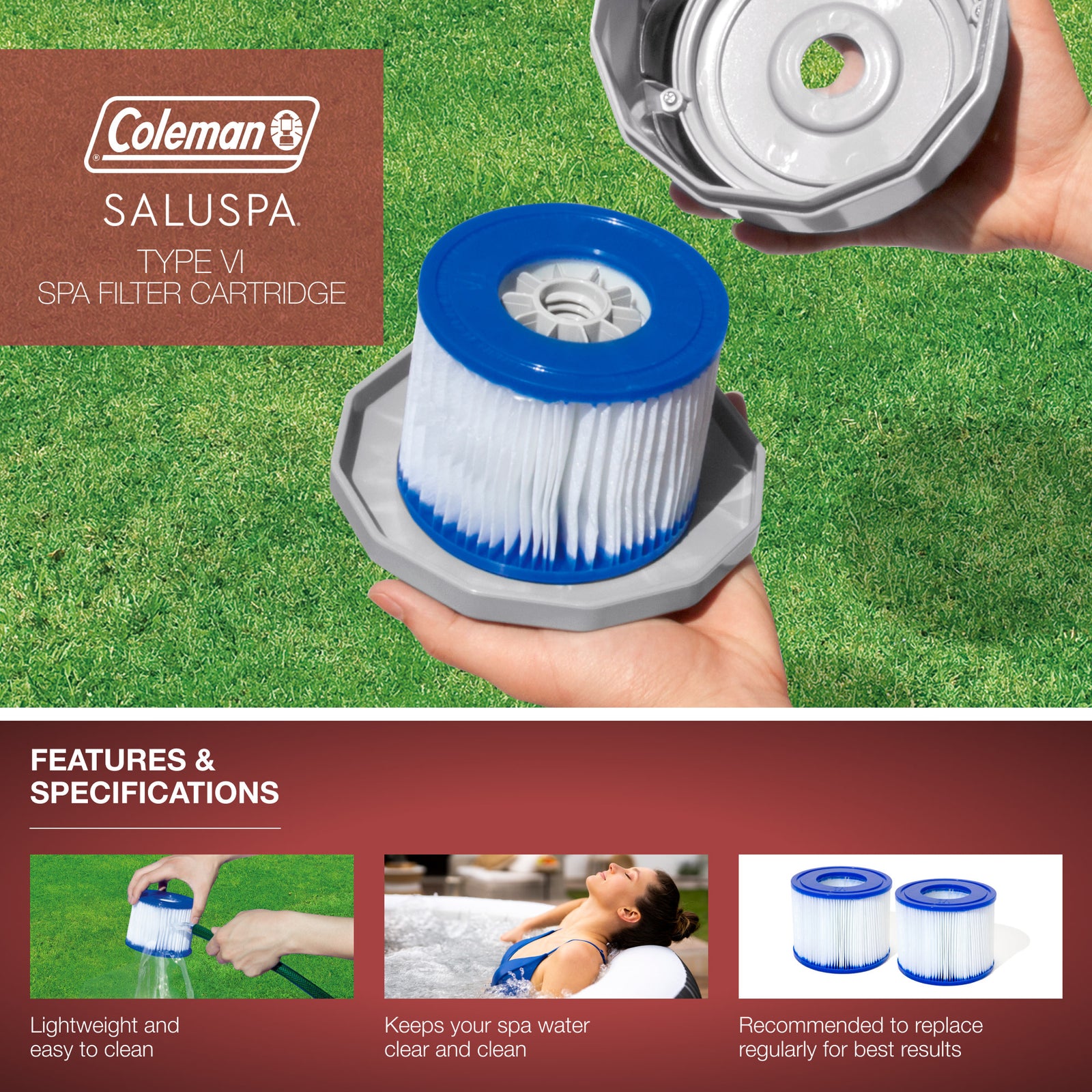 Bestway SaluSpa 90352E Swimming Pool Filter Pump Type VI Replacement Cartridge - VMInnovations