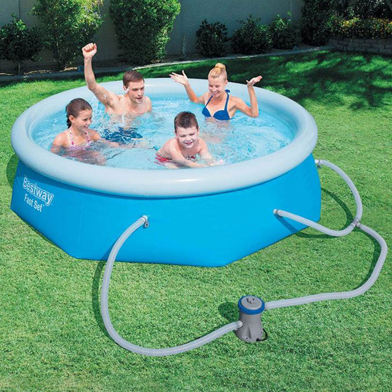 Bestway Above Ground Inflatable Fun Swimming Pool w/ Filter Pump (Open Box)
