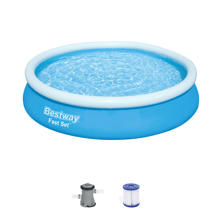 12' x 30" Fast Set Inflatable Above Ground Pool w/ Filter Pump(Open Box)