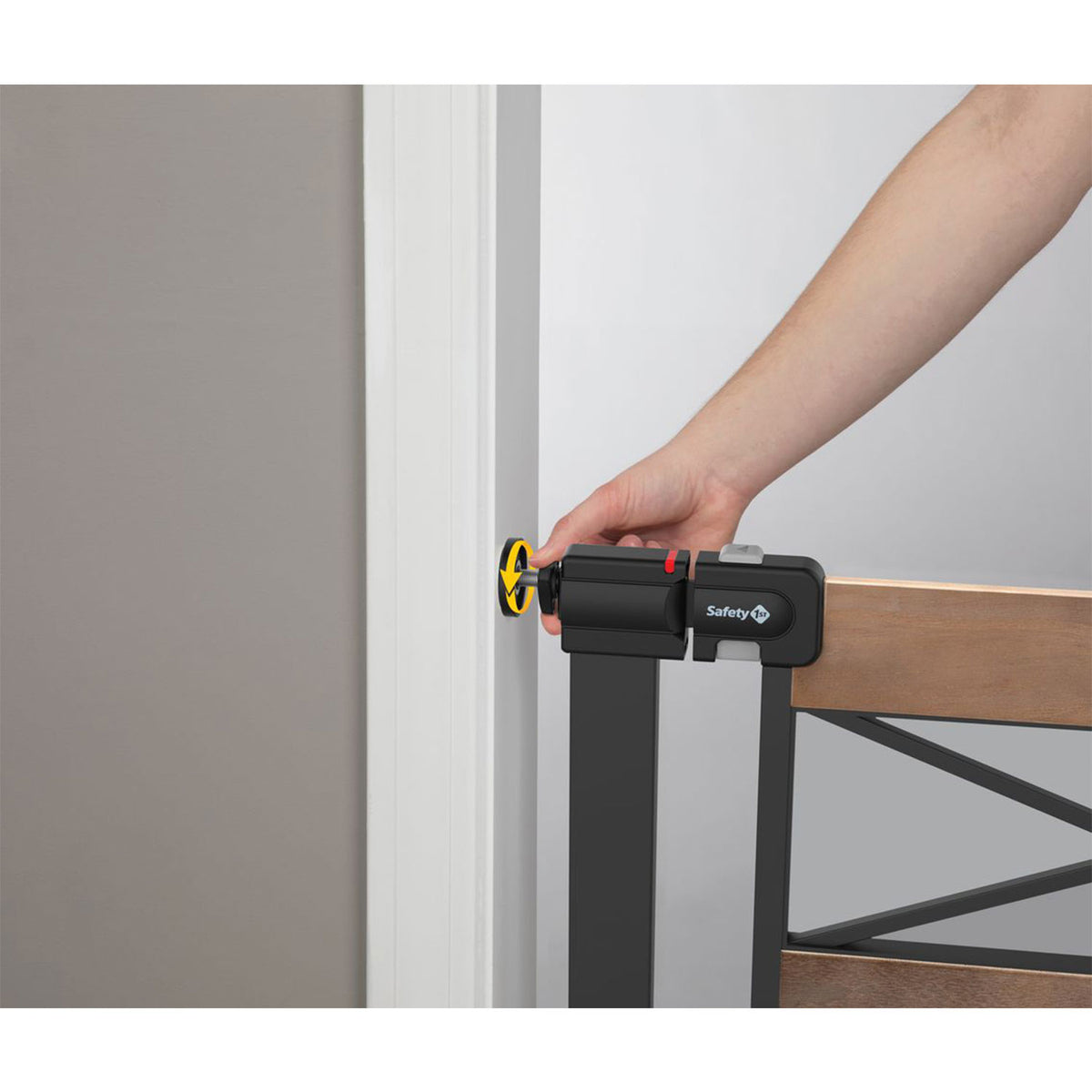 Safety 1st Easy Install One Size Modern Farmhouse Baby Pet Gate with SecureTech - VMInnovations