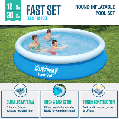 Bestway Fast Set Up 12ft x 30in Inflatable Above Ground Pool with Pump & Filter