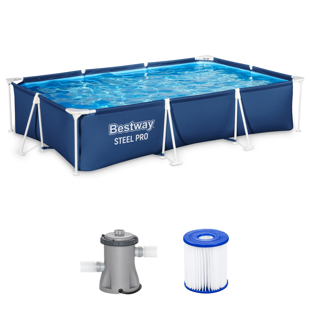 Bestway Steel Pro 9.8' x 6.6' x 26" Rectangular Above Ground Swimming Pool Set