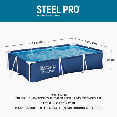 Bestway Steel Pro 9.8' x 6.6' x 26" Metal Frame Above Ground Pool w/ Filter Pump