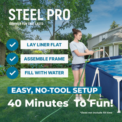 Bestway Steel Pro 9.8'x6.6'x26" Rectangular Above Ground Swimming Pool(Open Box)