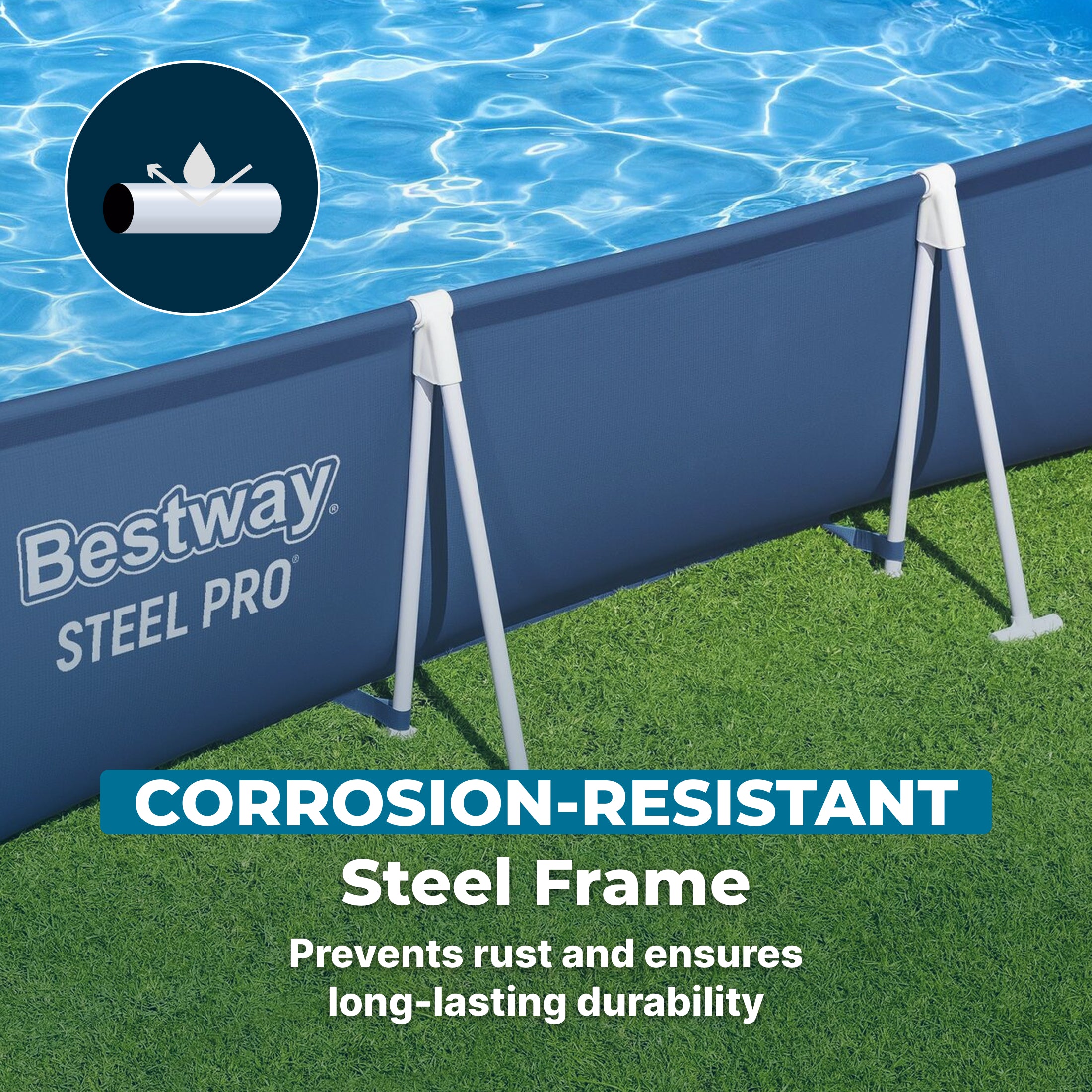 Bestway Steel Pro 9.8'x6.6'x26" Rectangular Above Ground Swimming Pool(Open Box)