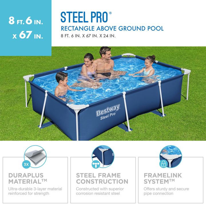 Bestway Steel Pro 8.5' x 5.6' x 24" Frame Above Ground Pool(Pool Only)(Open Box)