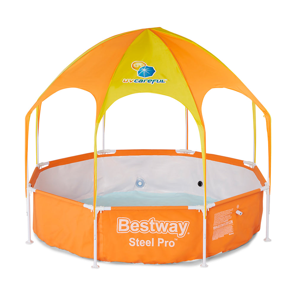 Bestway 8ft x 20in Splash in Shade Kids Spray Play Swimming Pool w/ UV Canopy