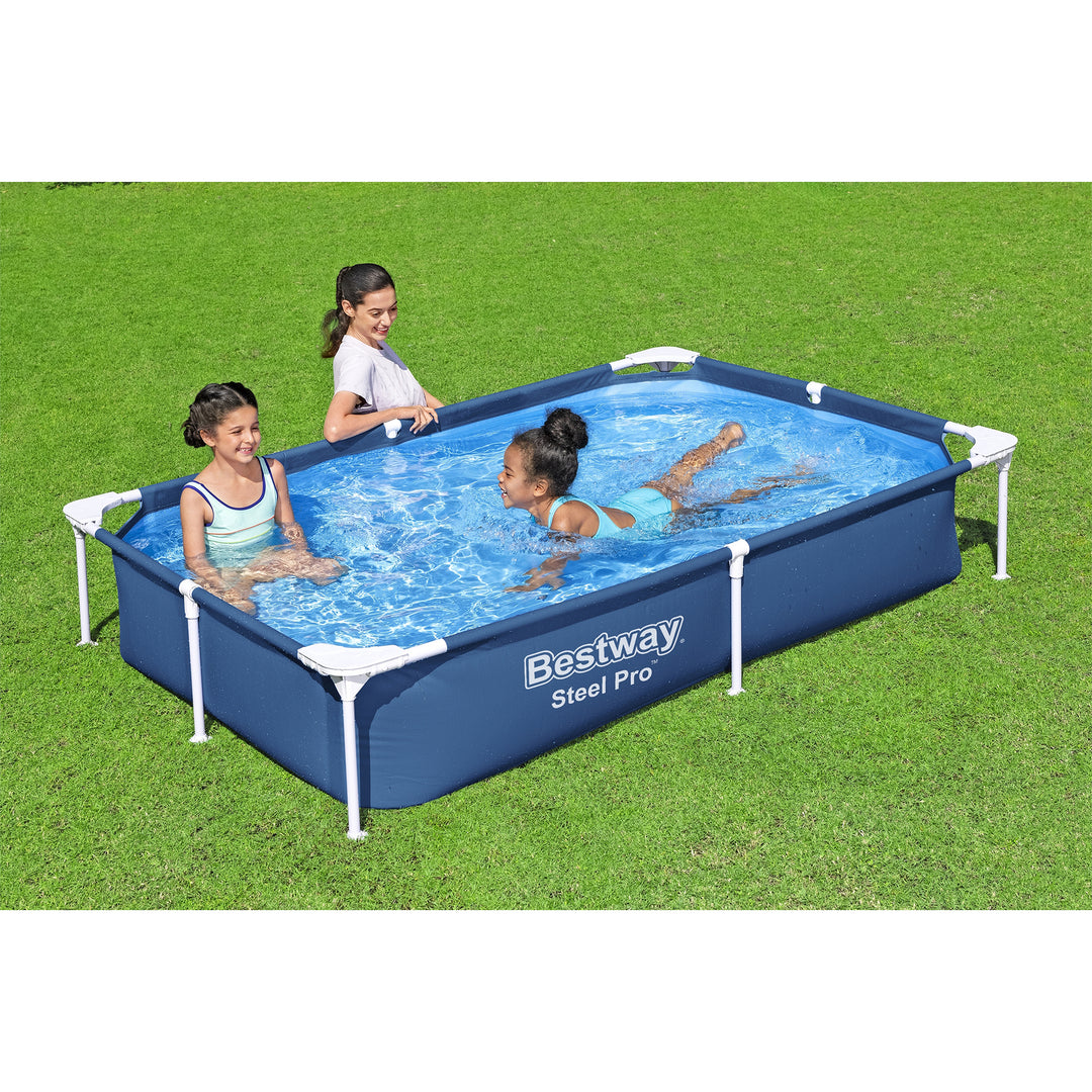 Bestway 7.25ft x 5ft x 17in Steel Pro Rectangular Above Ground Pool (For Parts)