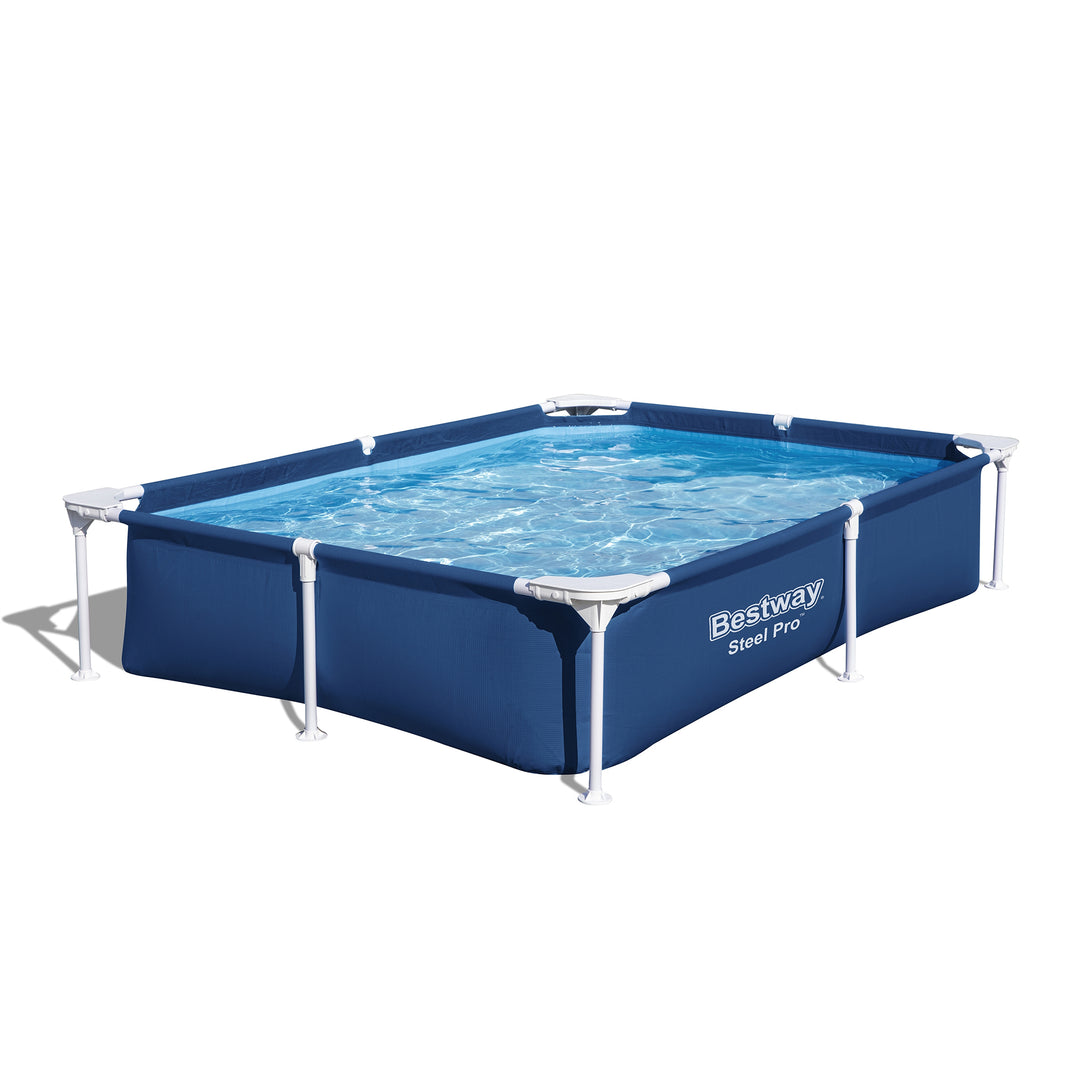 Bestway Steel Pro 87" x 59" x 17" Rectangular Above Ground Outdoor Swimming Pool